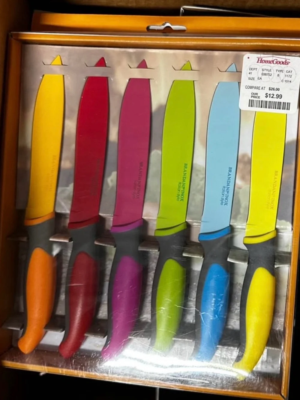 Brandani Inox Italian style 6 piece Multicolor Rainbow Kitchen Knife Set